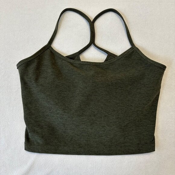 Beyond Yoga Racerback Cropped Tank Top Shelf Bra Size XL Spacedye Green - Picture 1 of 10